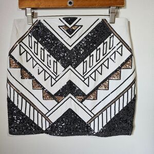 EUC EXPRESS SEQUINED MINI SKIRT GEOMETRIC PATTERN SIZE M
